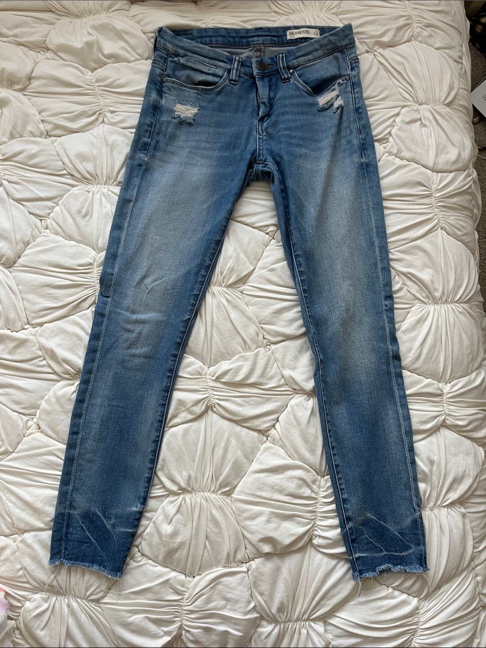 Blank NYC Light Blue Skinny Jeans with Distressed Details